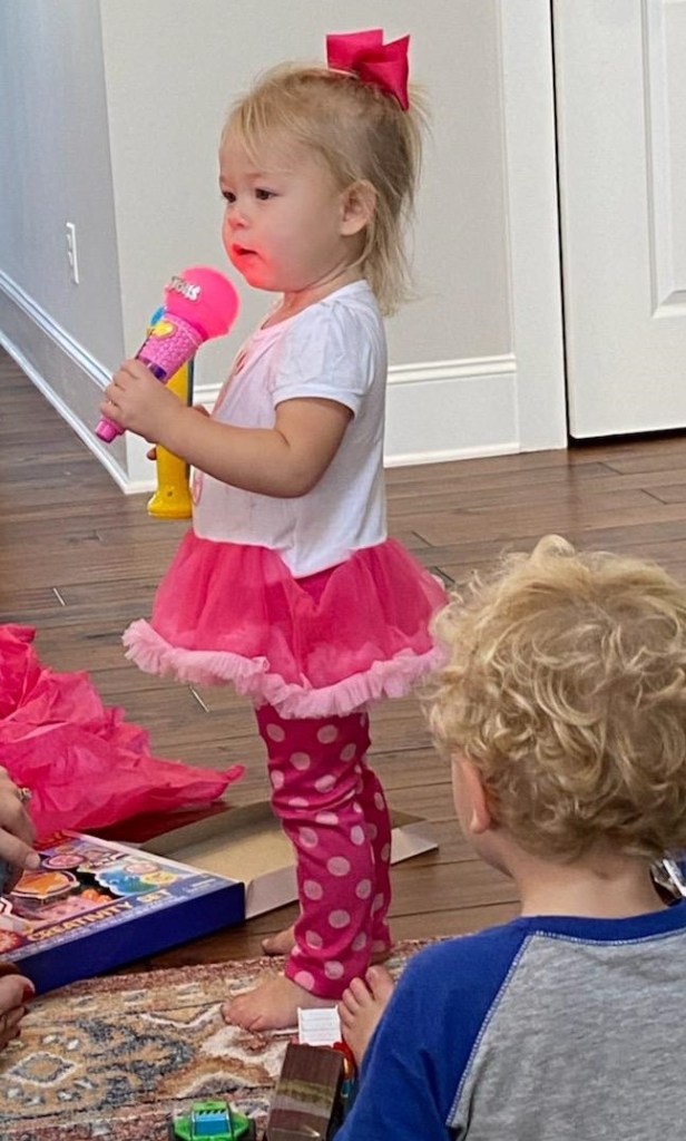 singing into the mic