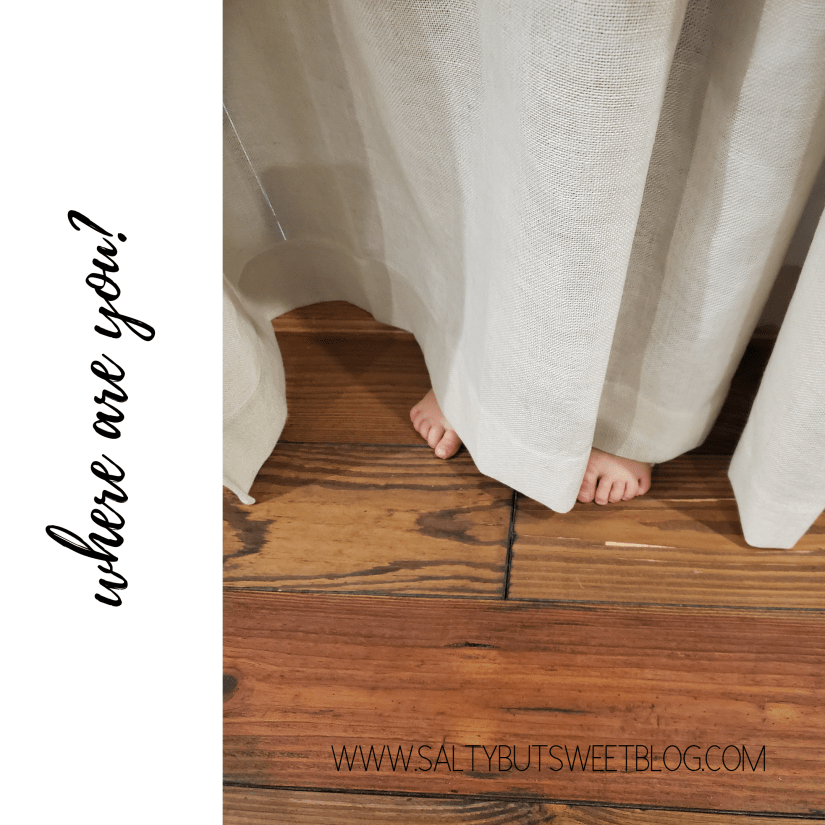 hiding behind the curtains